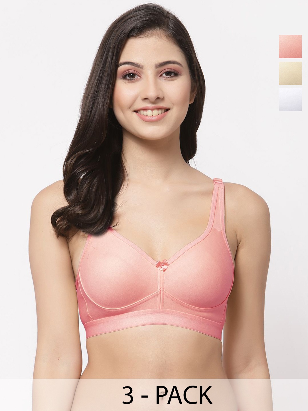 

College Girl Pack Of 3 Full Coverage Lightly Padded Minimizer Bra, Coral