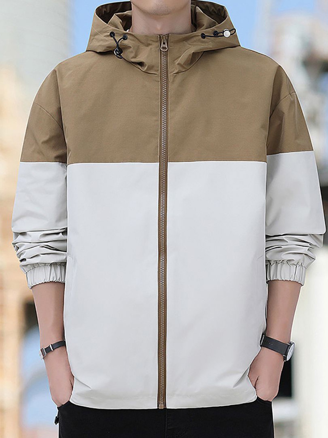 

StyleCast x Revolte Men Colourblocked Hooded Tailored Jacket, White