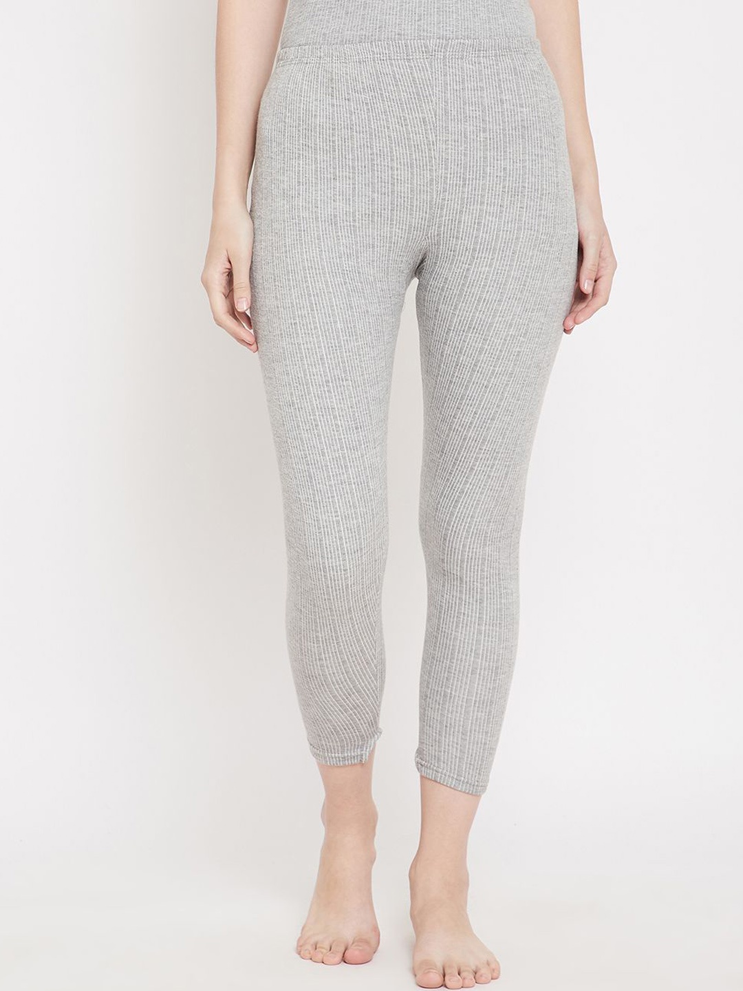 

NEVA Mid-Rise Cotton Thermal Bottom, Grey melange