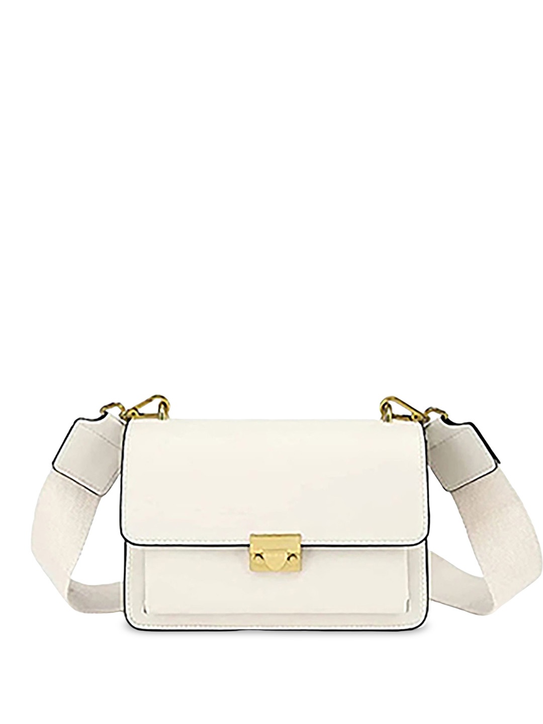 

LA ELLORE Leather Structured Sling Bag with Quilted, White