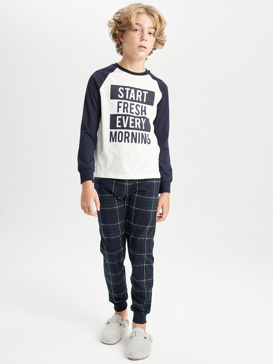 

DeFacto Kids-Boys Printed Cotton Clothing Set, White