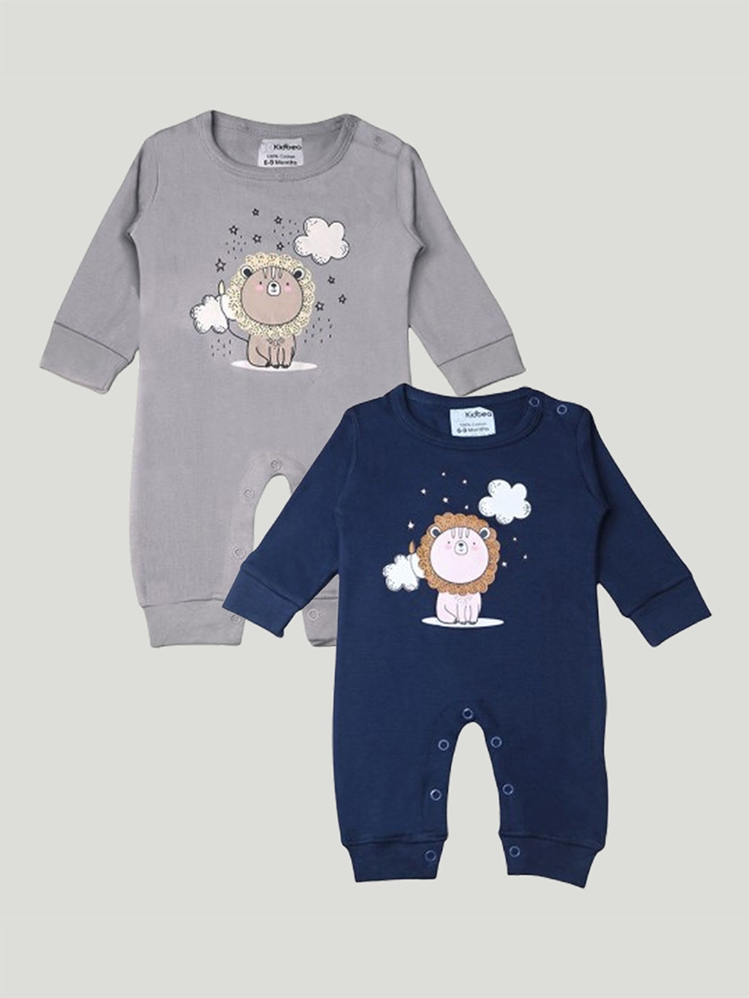 

Kidbea Infants Pack Of 2 Printed Organic Cotton Rompers, Blue