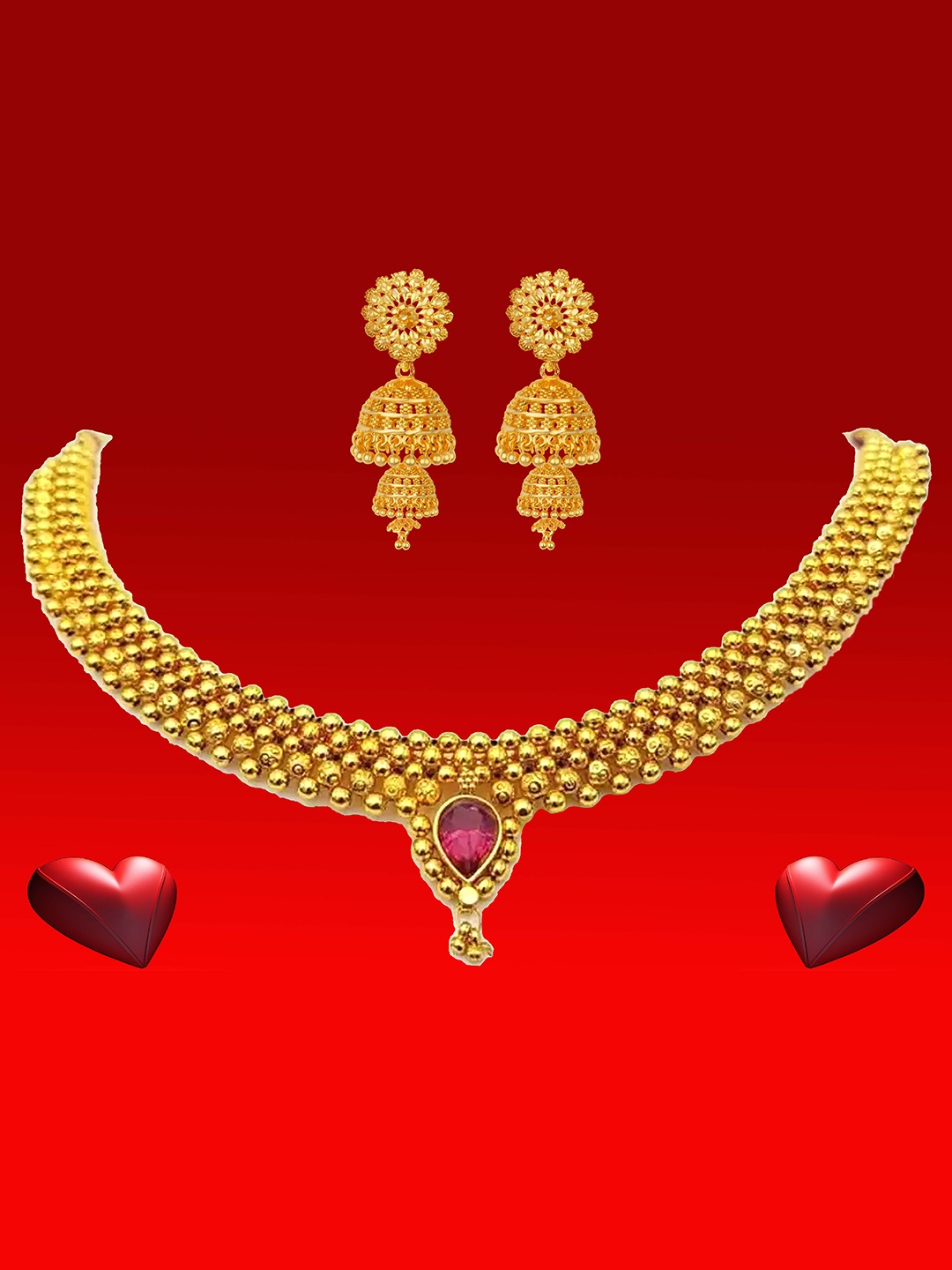 

Heer Collection Gold-Plated Beadded Jewellery Set