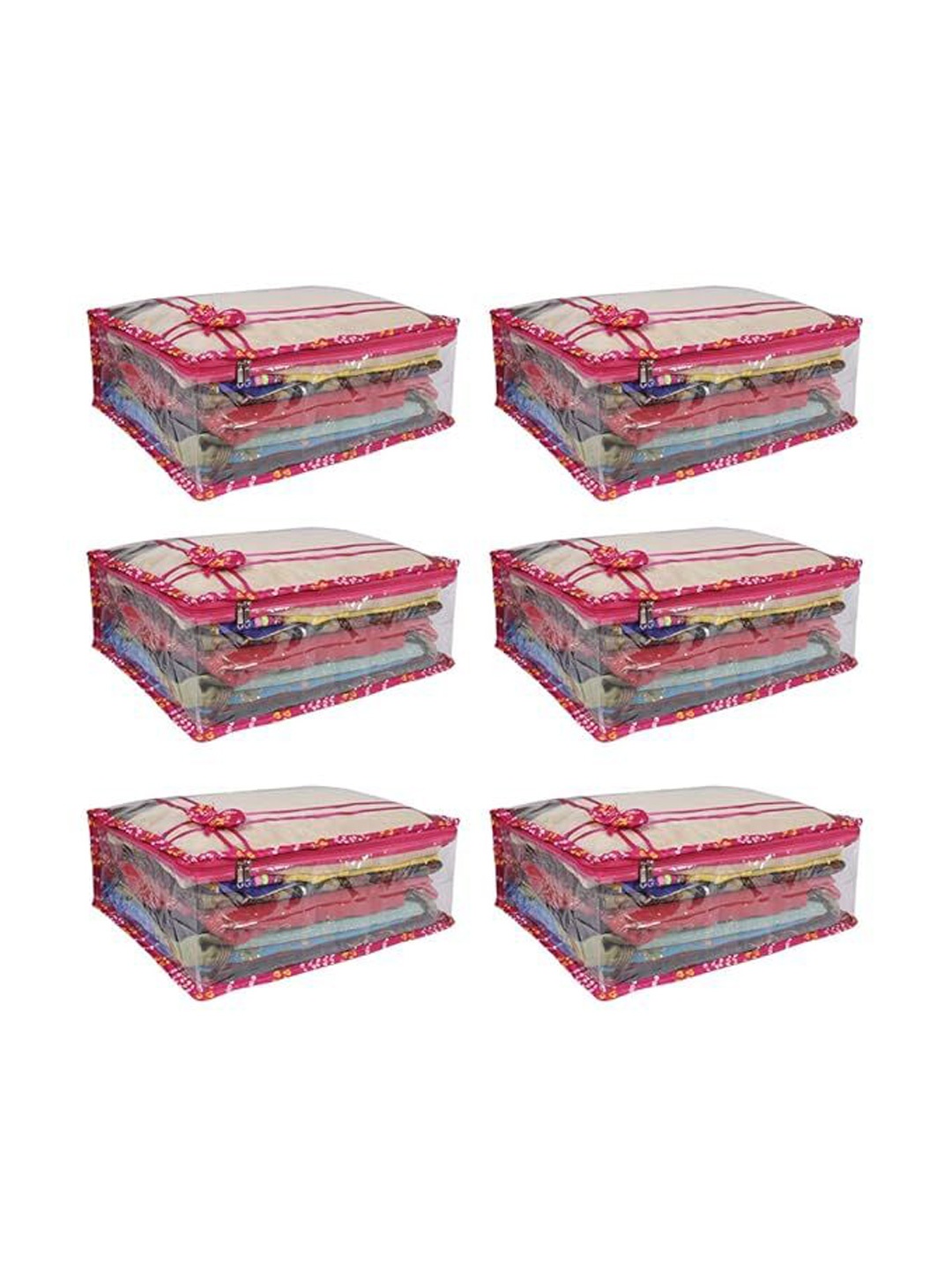 

prettykrafts Pink 6 Pieces Saree Cover Drawer Organiser
