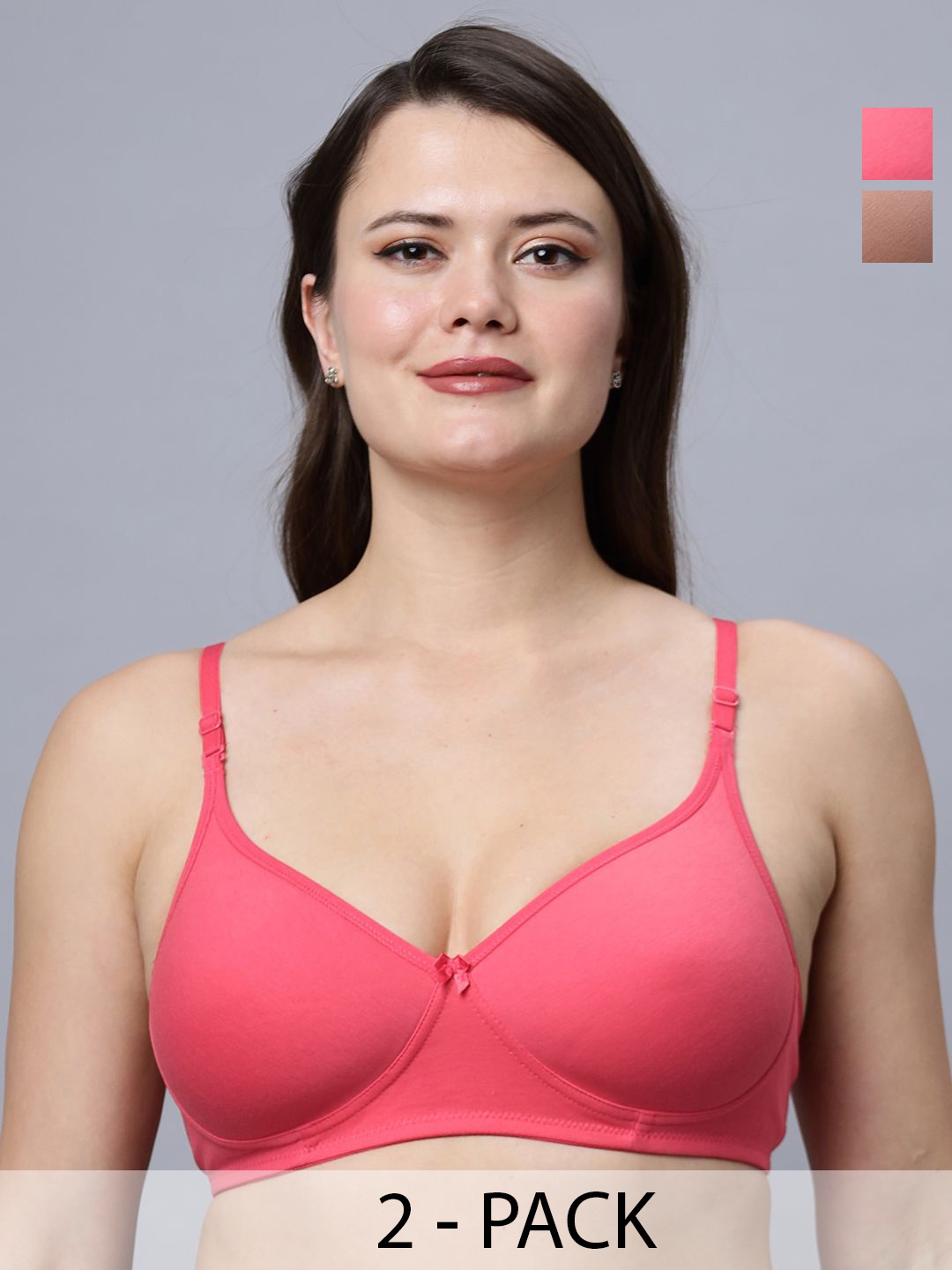 

In Care Pack Of 2 Full Coverage Heavily Padded Cotton Push-Up Bra, Pink