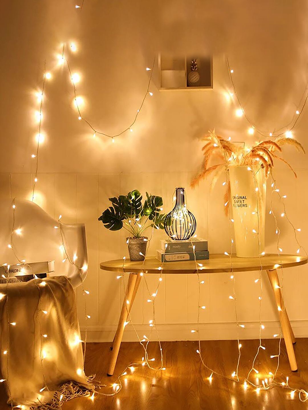 

Kuber Industries Gold Toned Rice Shape LED String Lights