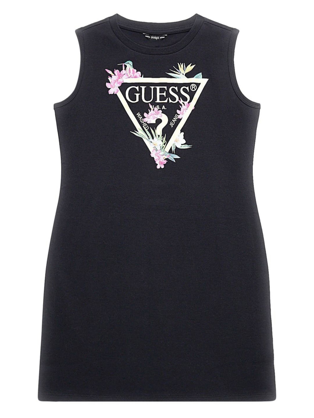 

GUESS kids Girls Graphic Printed Round Neck Cotton T-shirt, Black
