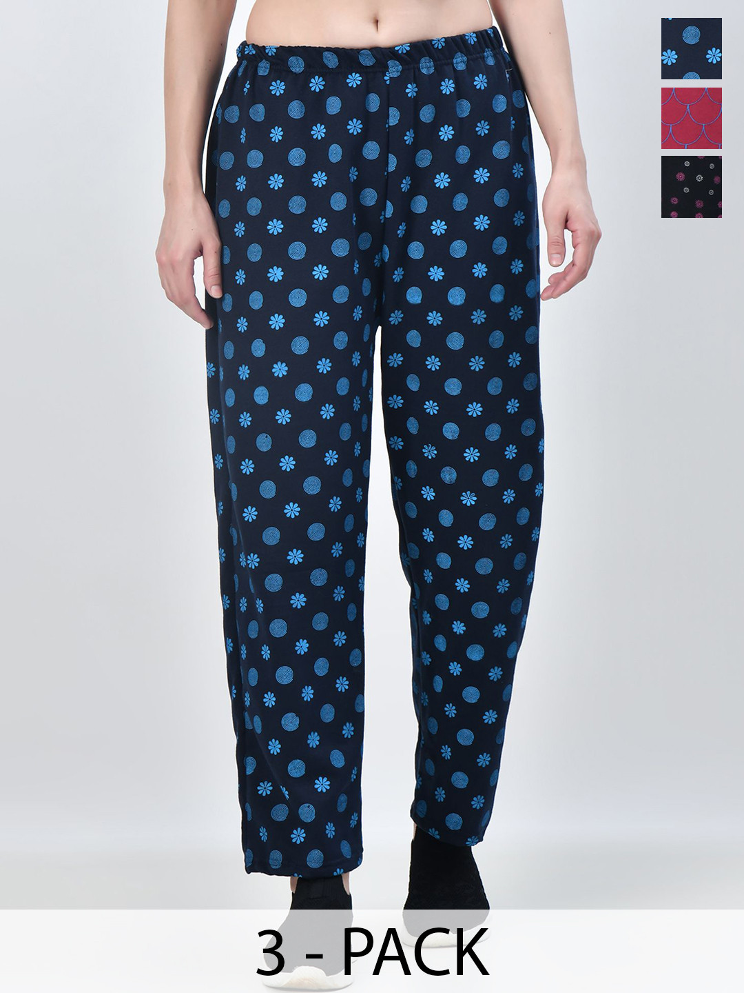 

BAESD Pack Of 3 Floral Printed Track Pants, Blue