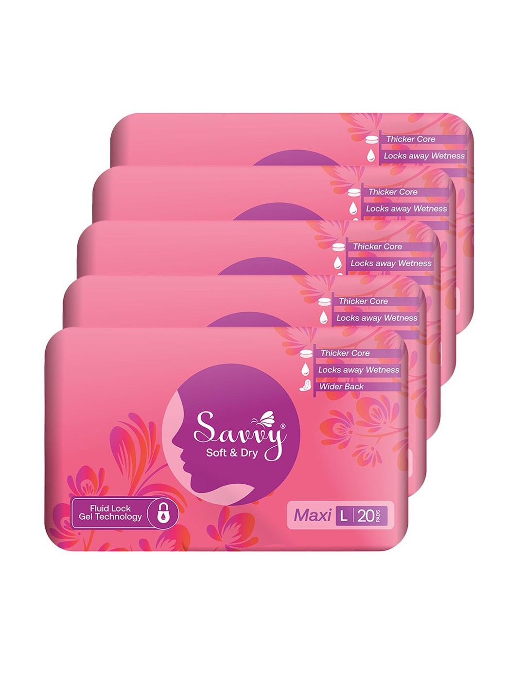 

Savvy Set Of 5 High Quick Absorbent Disposable Period Panties - 20 Pads Each, White