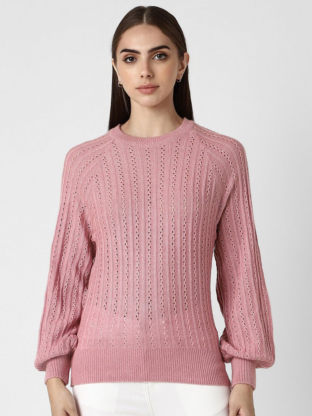 

Van Heusen Woman Women Self Design Cable Knit Pullover, Pink