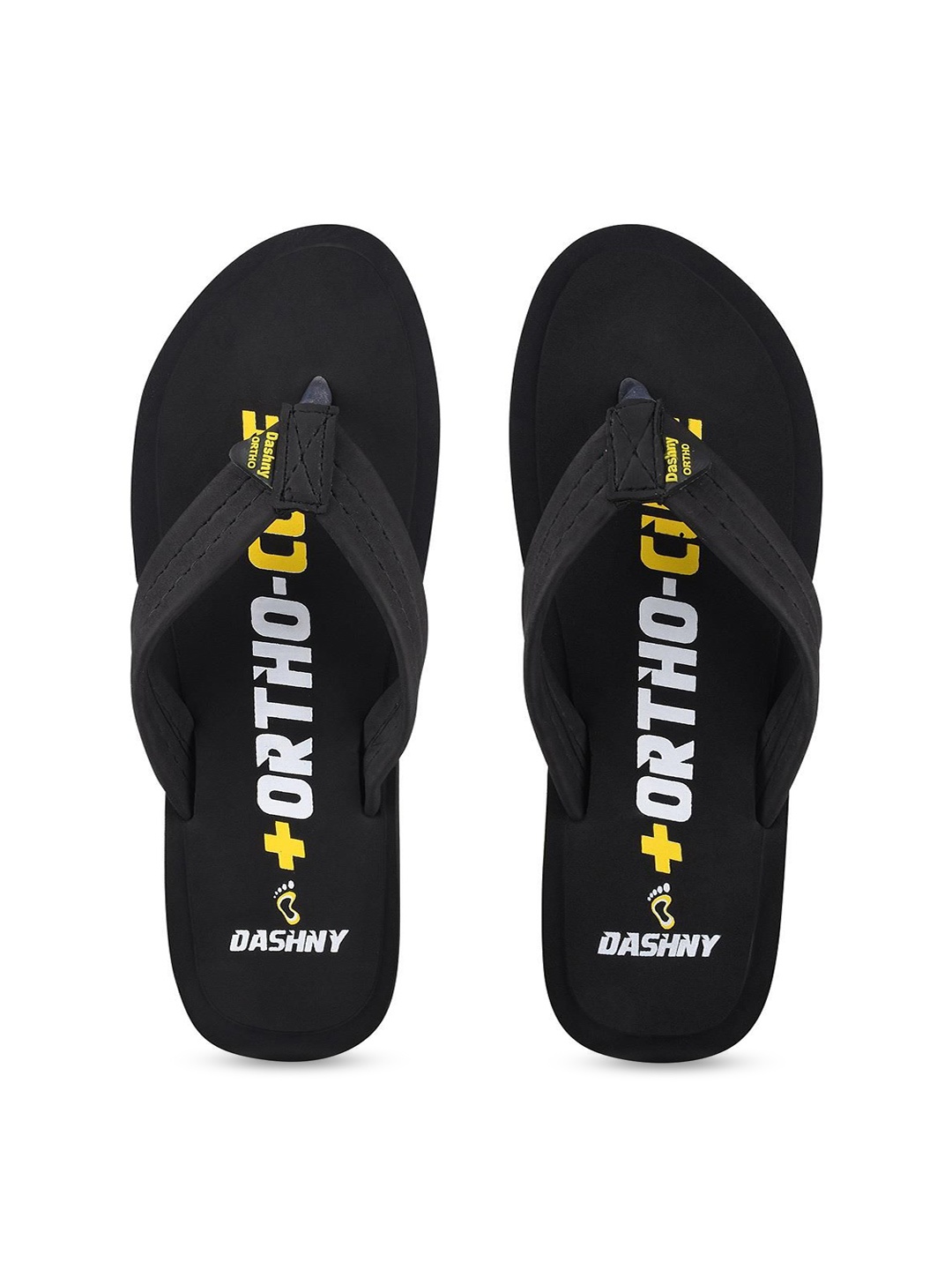 

DASHNY Men Fabric Printed Thong Flip-Flops, Black