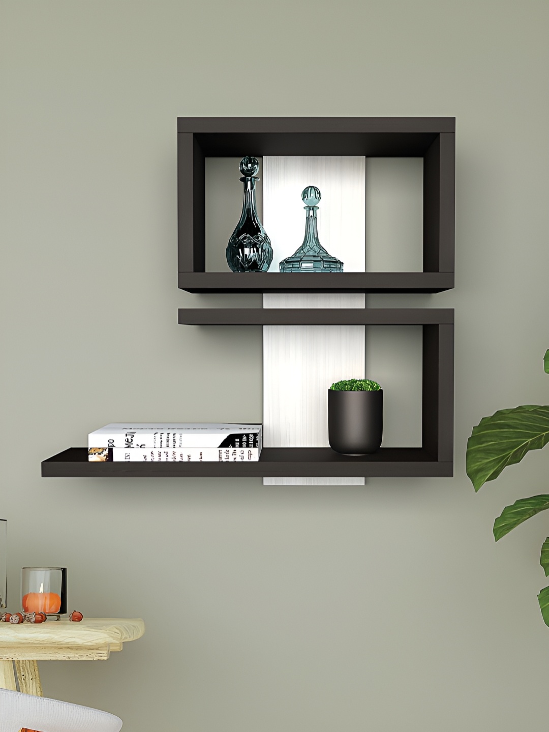 

RANDOM White & Black Engineered Wood Pocket Wall Shelf