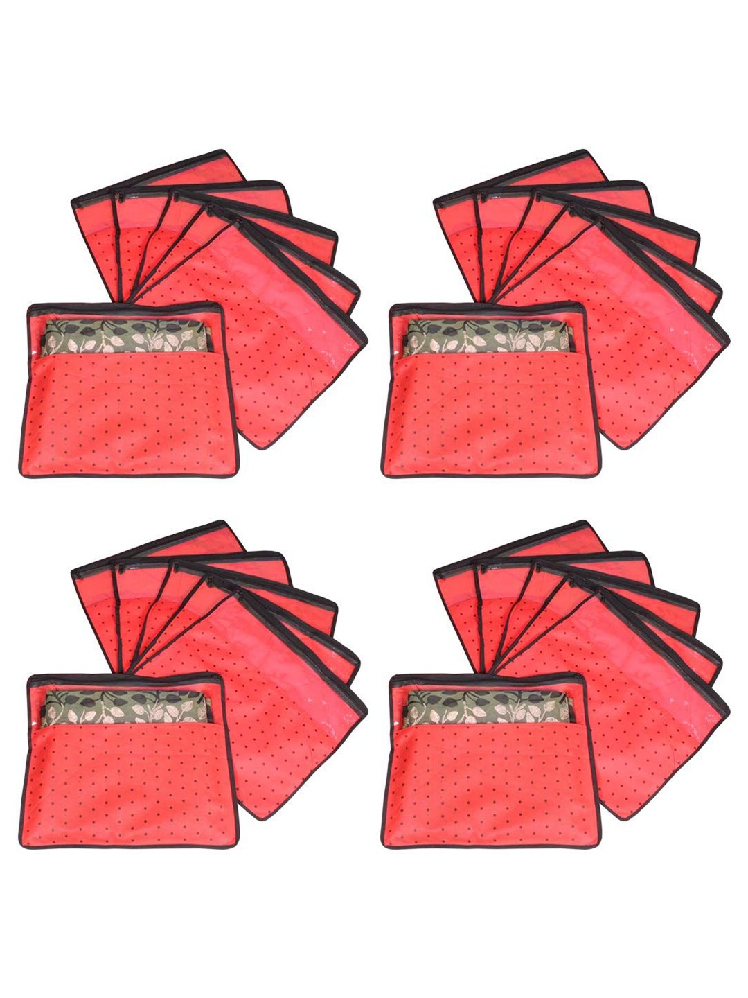

prettykrafts Red & Black 24 Pieces Printed Wardrobe Drawer Organisers