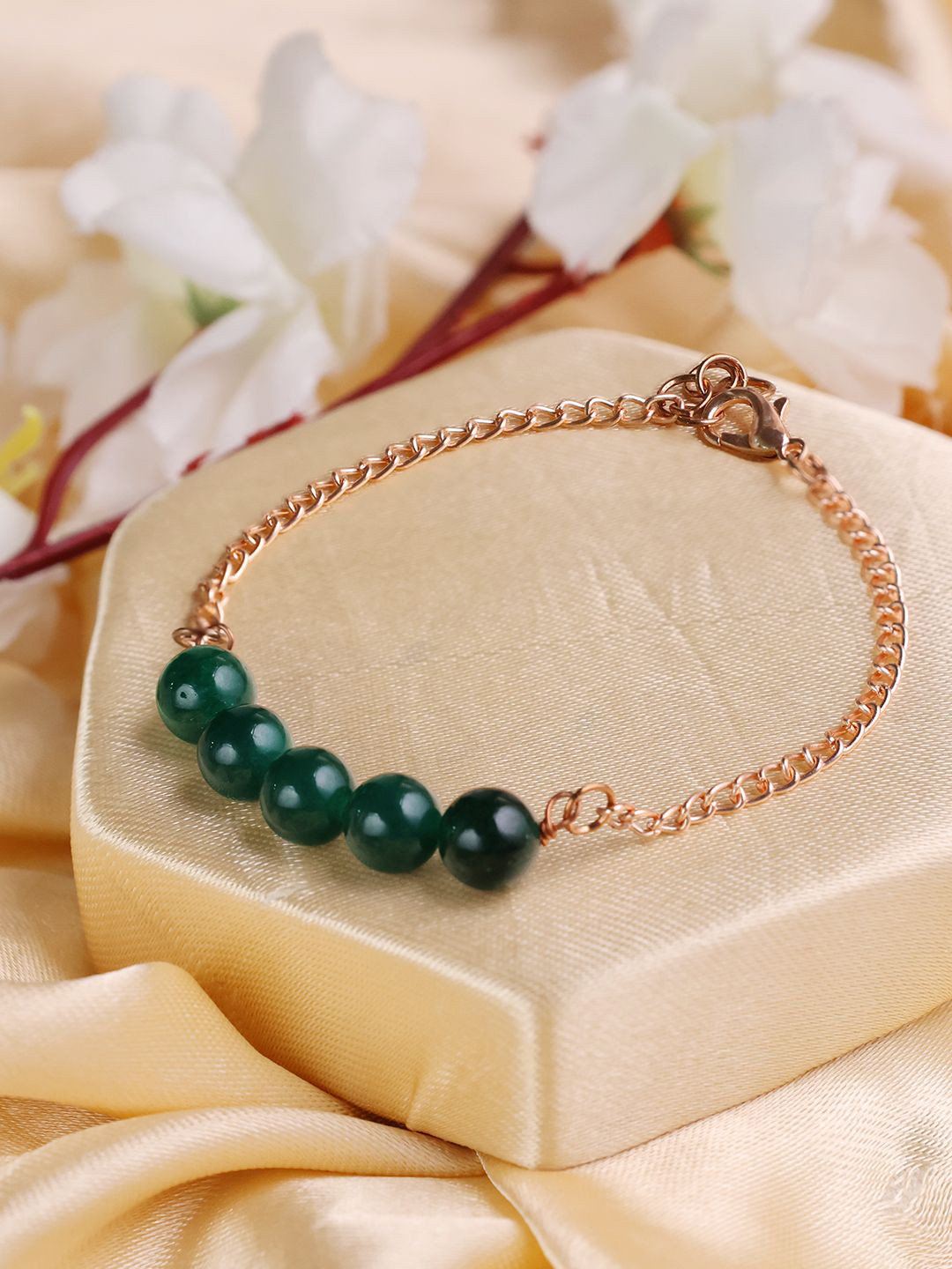 

Shubhanjali Jade Beaded Link Bracelet, Gold