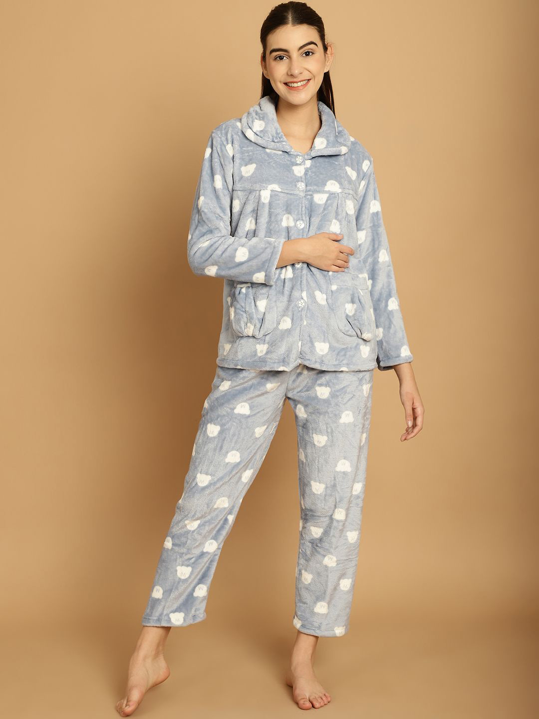 

TAG 7 Women Conversational Printed Night suit, Blue