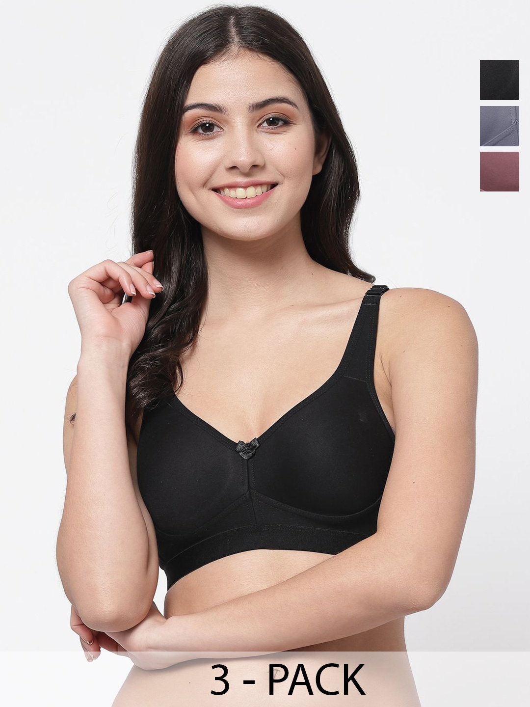 

College Girl Pack Of 3 Full Coverage Lightly Padded Minimizer Bra, Grey