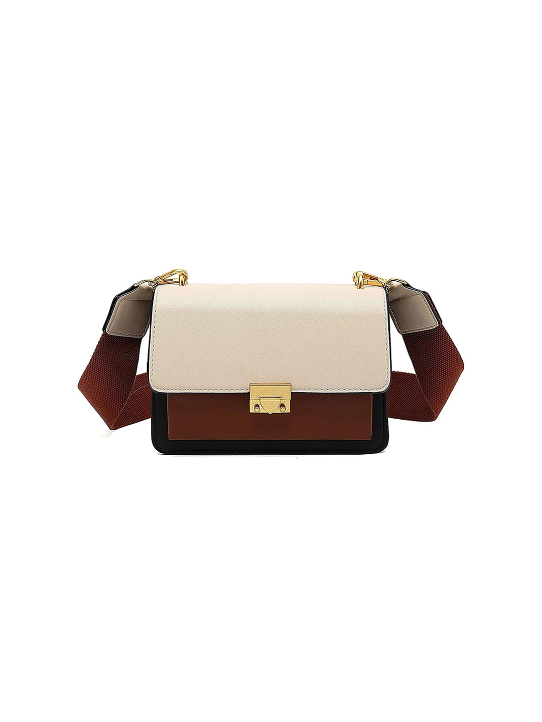 

LA ELLORE Leather Swagger Sling Bag with Quilted, Off white