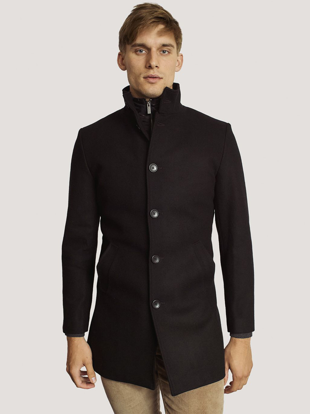 

Bruun & Stengade Men Single-Breasted Overcoat, Black
