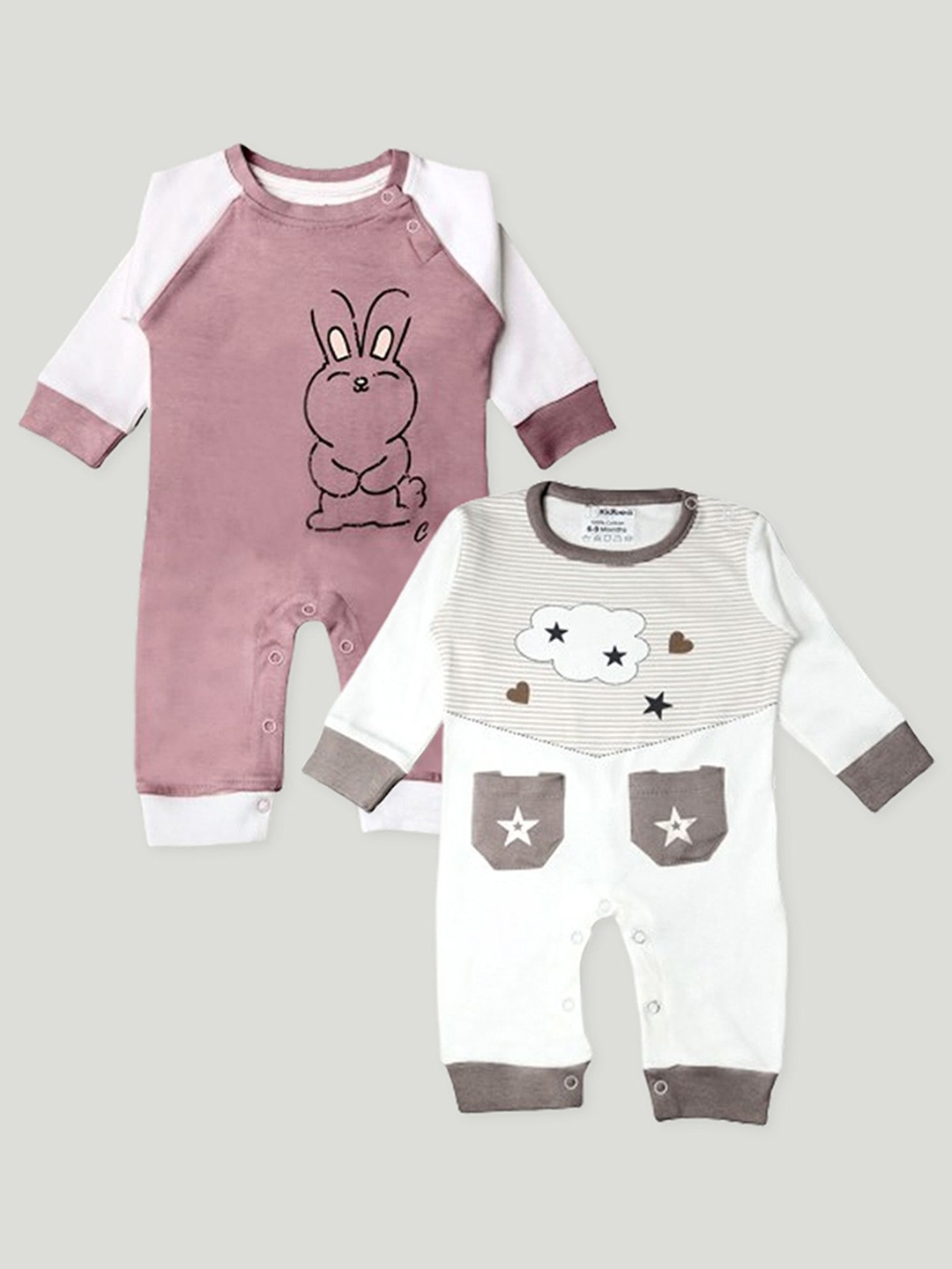 

Kidbea Infants Pack Of 2 Printed Organic Cotton Rompers, Purple