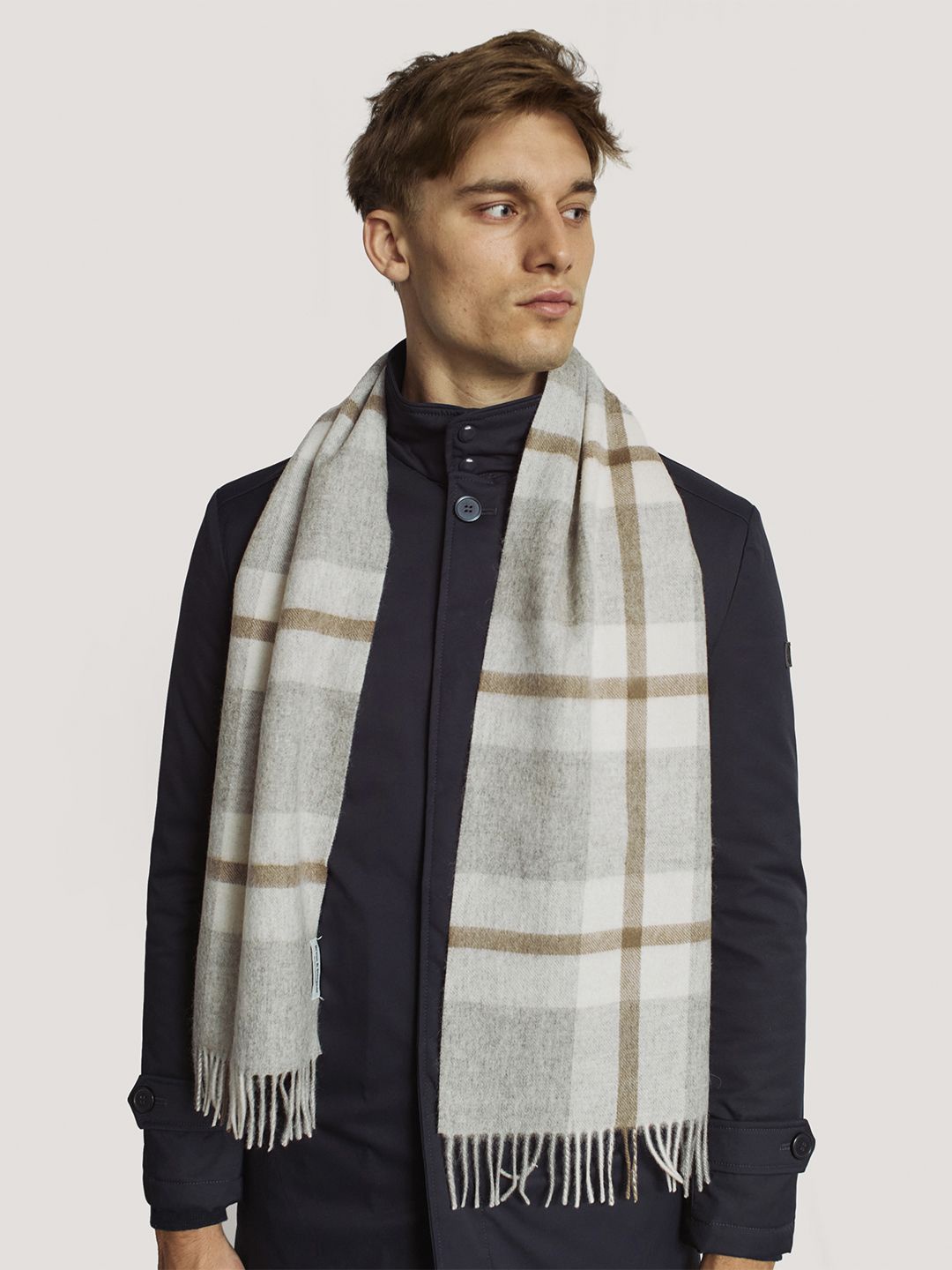 

Bruun & Stengade Men Checked Scarf, Grey