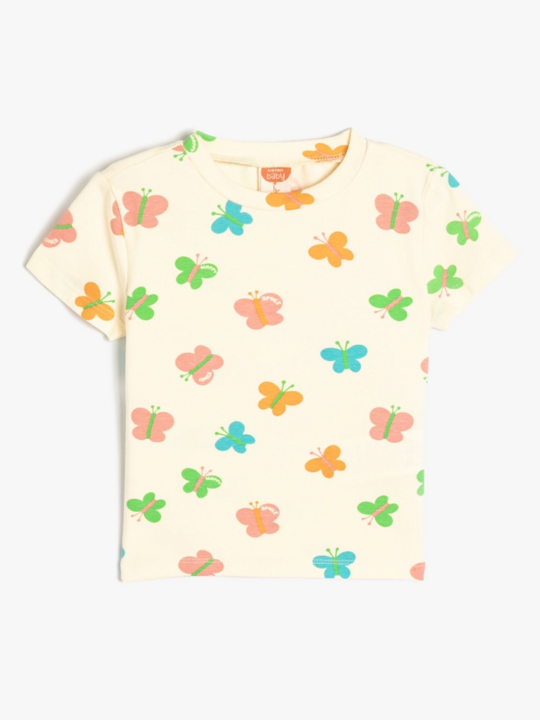 

Koton Girls Conversational Printed Round Neck Cotton T-shirt, Beige