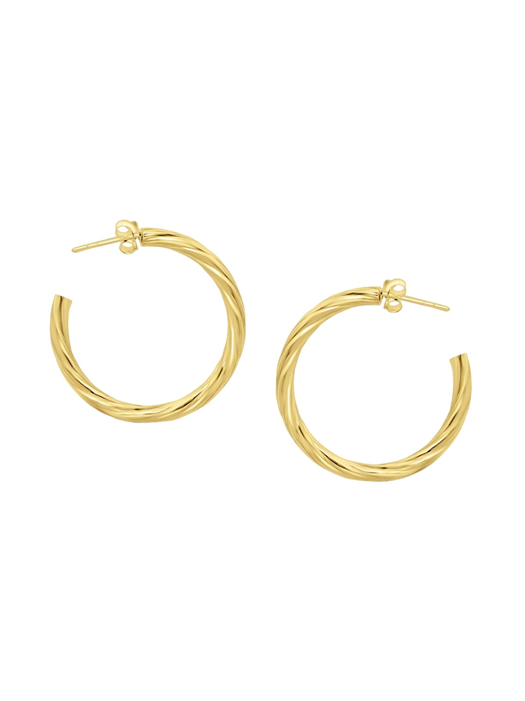 

925 SILLER 925 Pure Silver Rhodium-Plated Contemporary Hoop Earrings, Gold