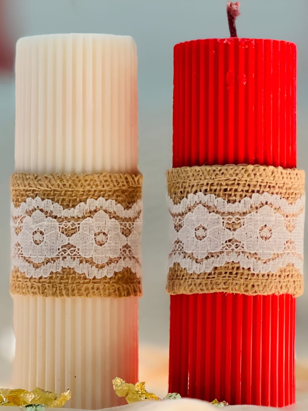 

Timaya's Decor Red & White 2 Pieces Pier Scented Pillar Candles