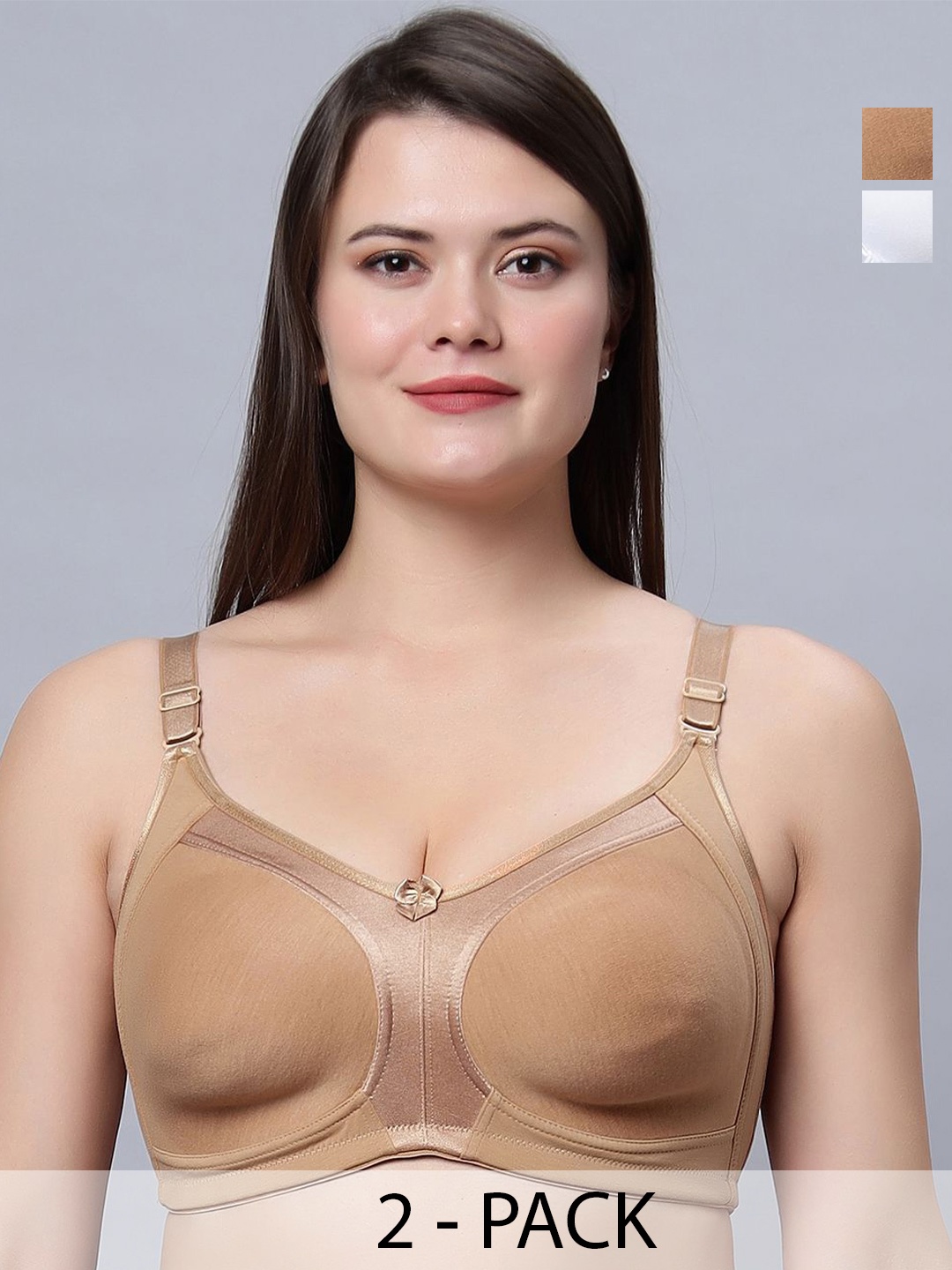 

In Care Women Pack of 2 Full Coverage Heavily Padded and Non-Wired seamless cups Bra, Beige