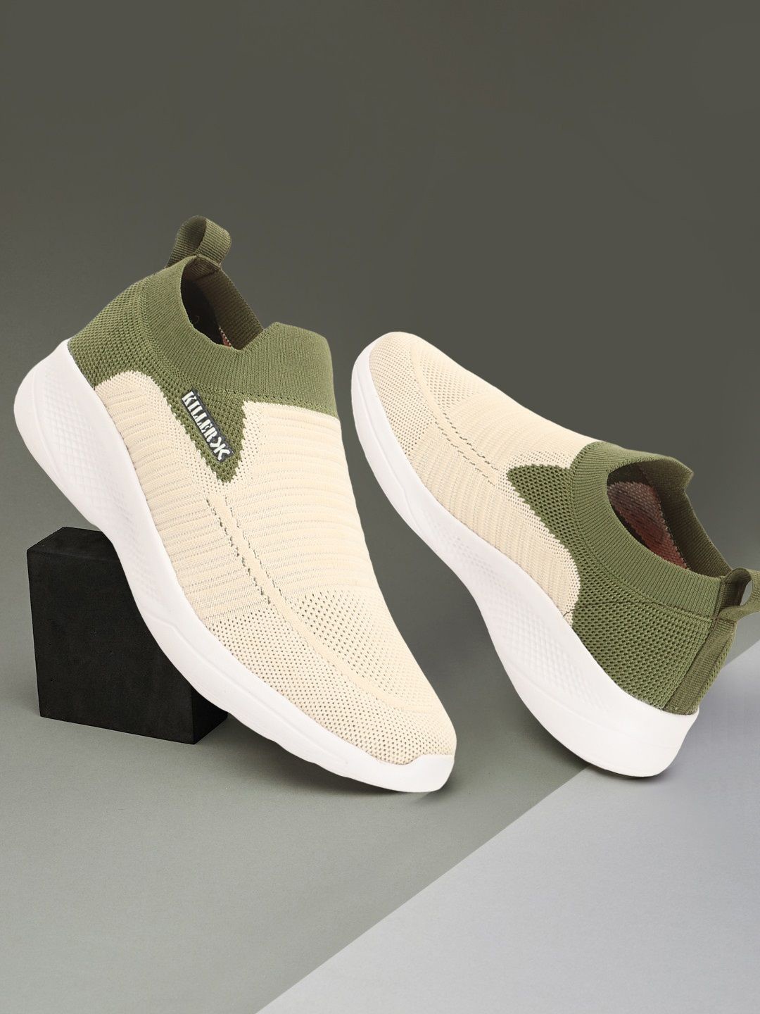 

Killer Men Woven Design Slip-On Sneakers, Beige