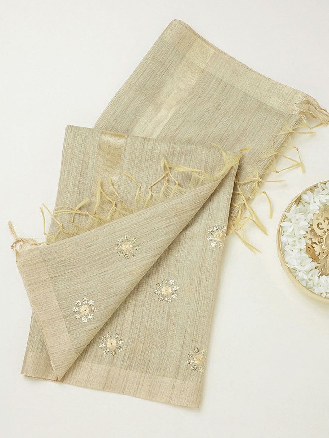 

Soch Ethnic Motifs Embroidered Dupatta with Sequinned, Beige