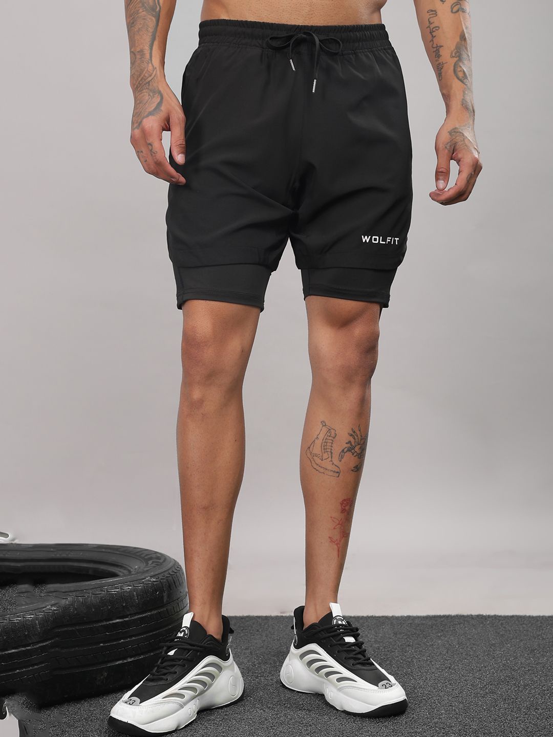 

WOLFIT ATHLEISURE Men Skinny Fit Training or Gym Sports Shorts, Black