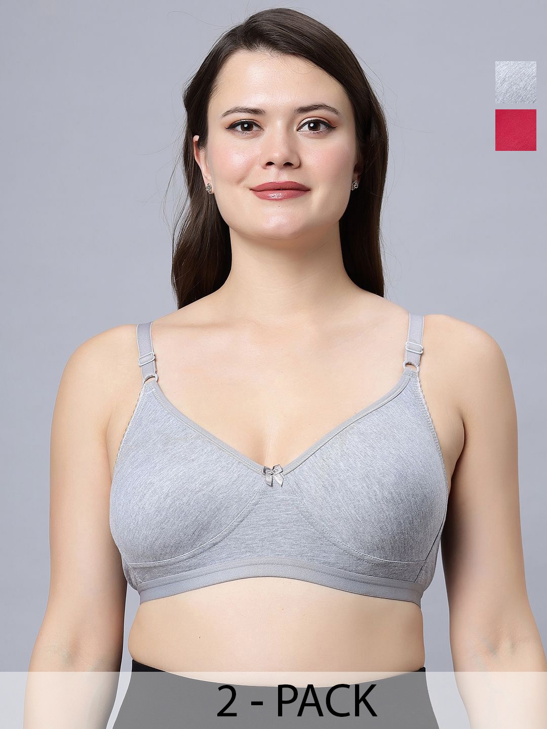 

In Care Women Pack of 2 Full Coverage T-shirt Bra, Grey