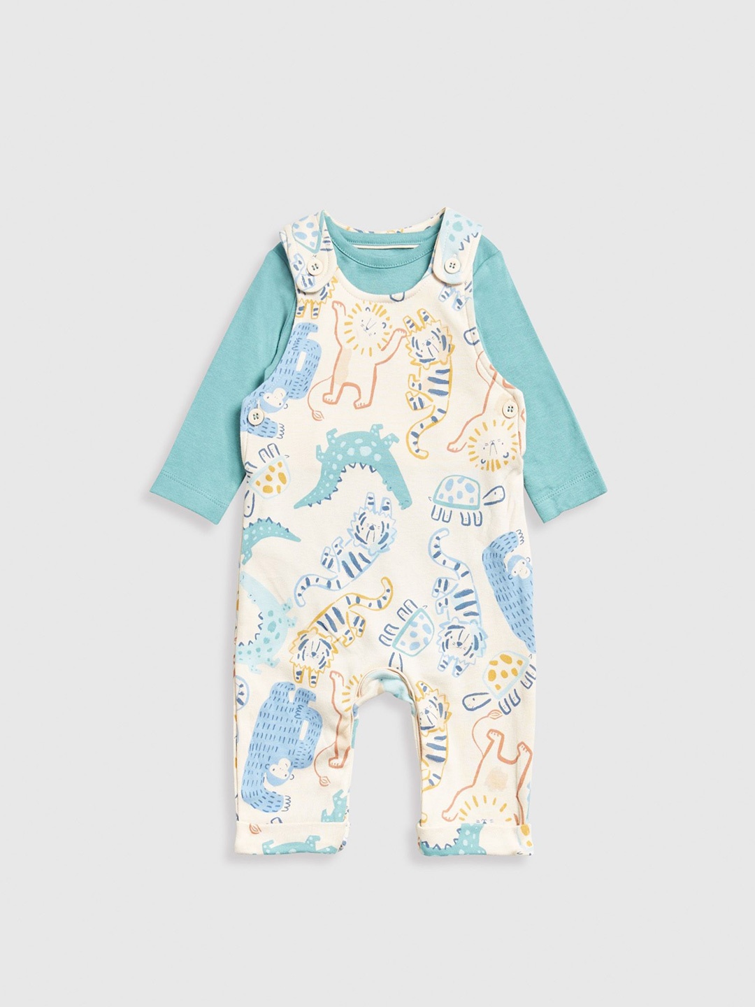 

mothercare Infant Boys Printed Dungarees, Cream