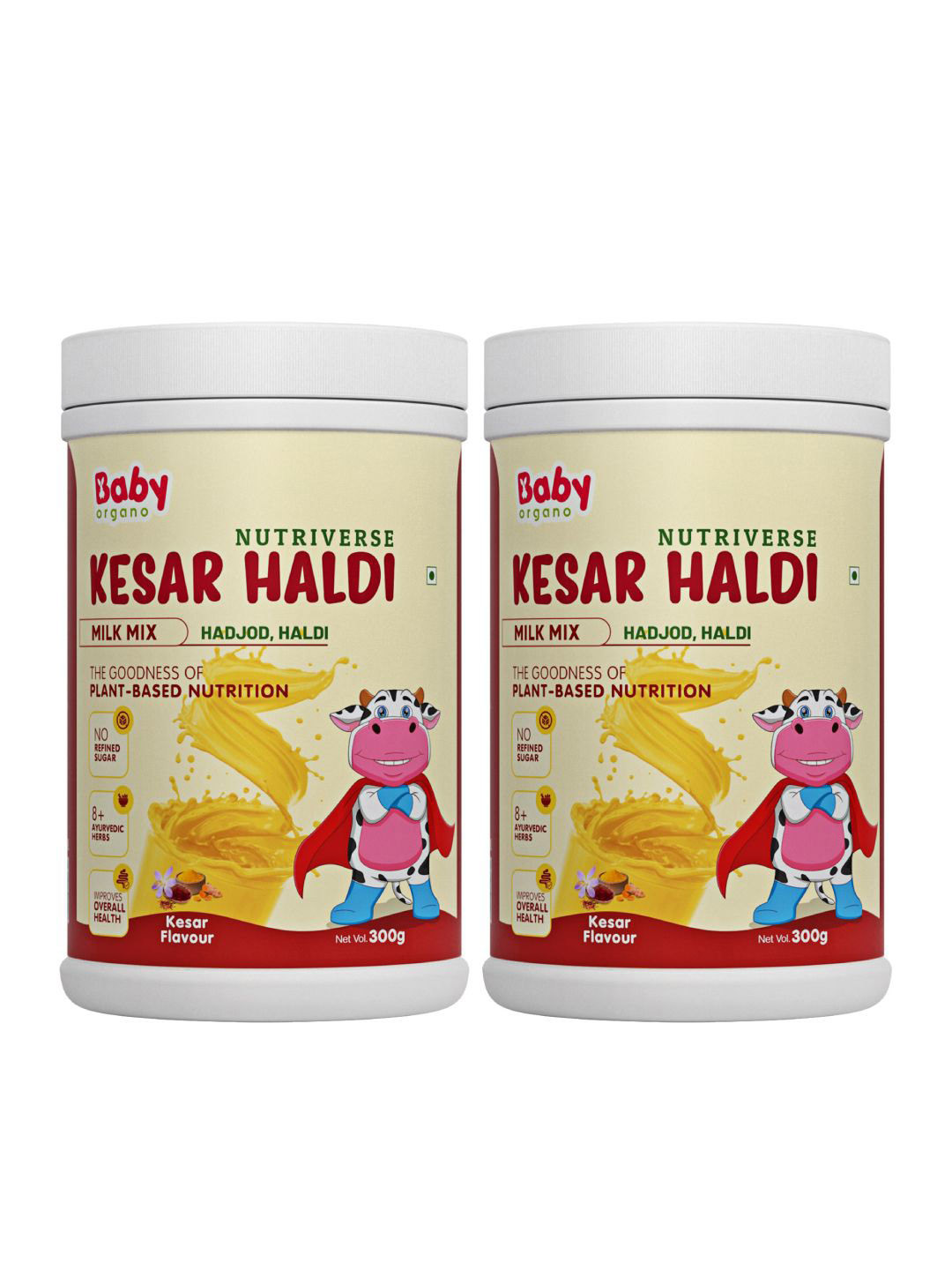 

BABYORGANO Set Of 2 Nutriverse Kesar Haldi Milk Mix - 300 g Each, White