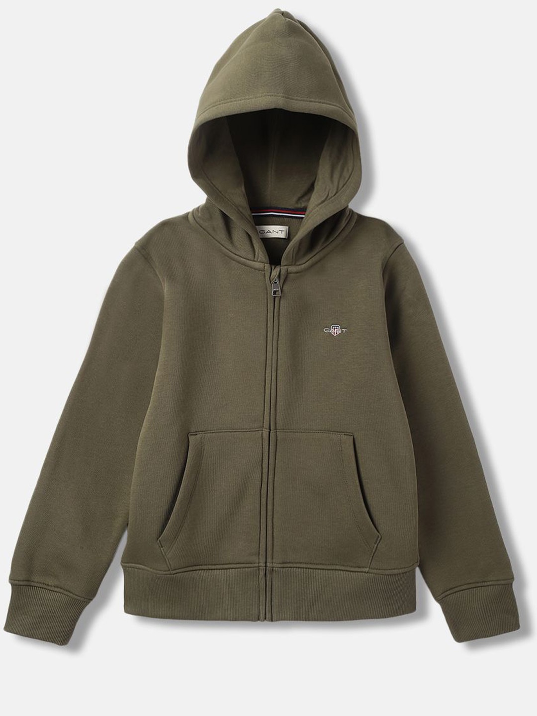 

GANT Boys Solid Hooded Pure Cotton Sweatshirt, Olive