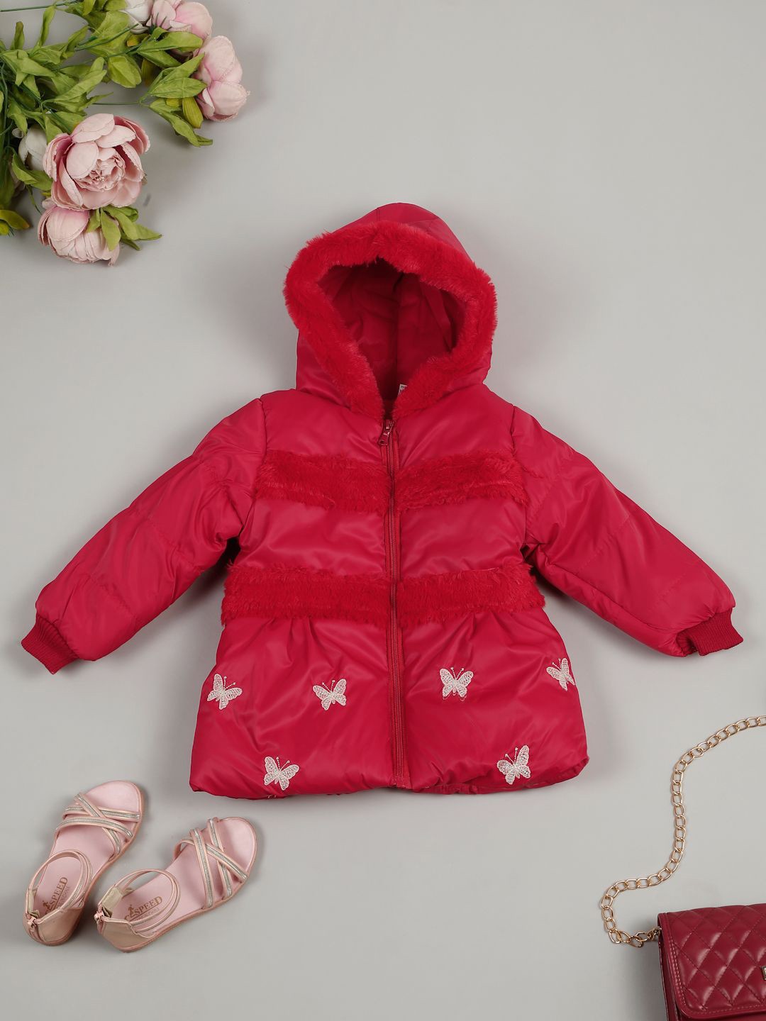 

LITTLE GINNIE Girls Insulator Outdoor Quilted Jacket, Red