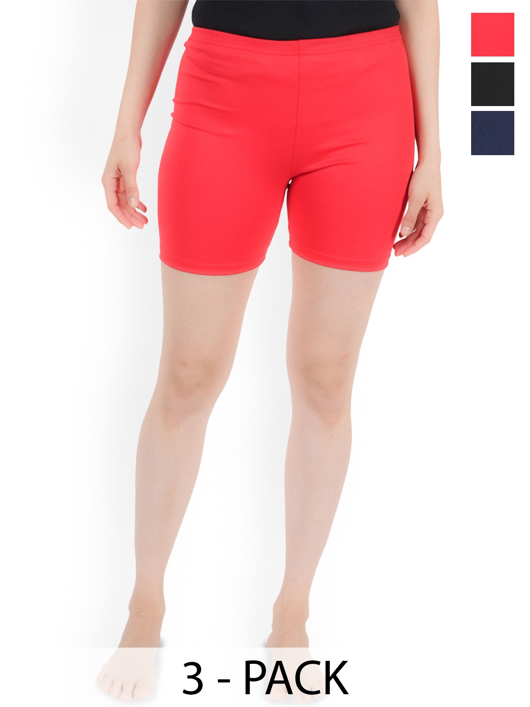 

Jandir Fashion Women Pack of 3 Regular Fit Cycling Sports Shorts, Red