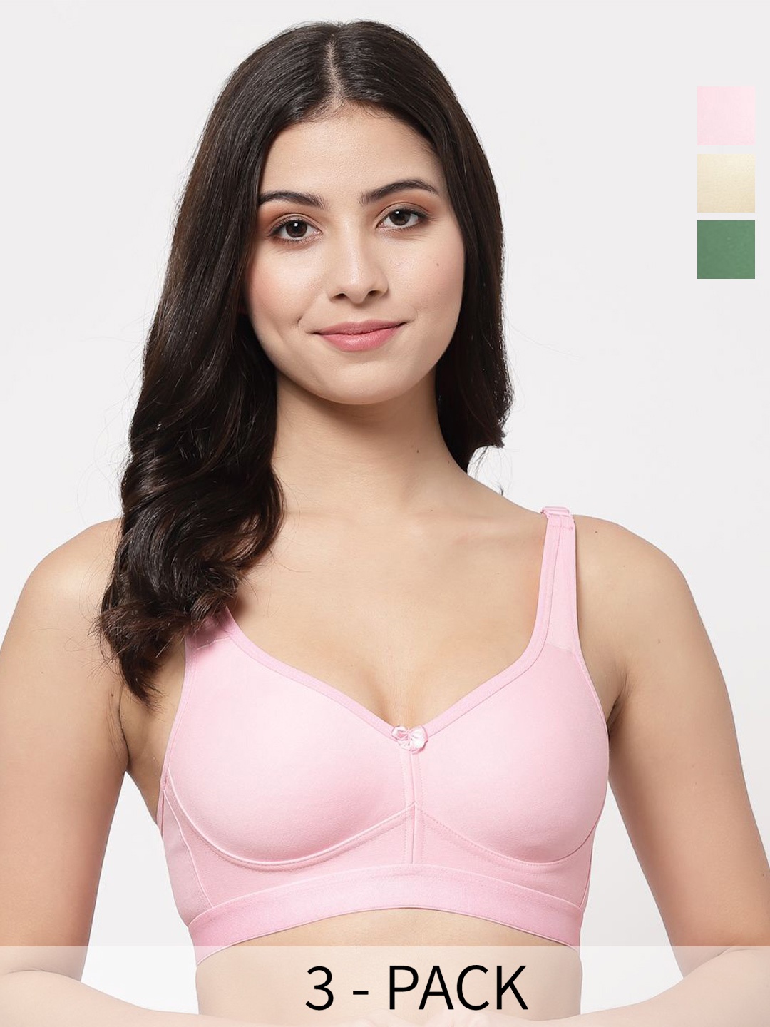 

College Girl Women Pack Of 3 Full Coverage Lightly Padded Bra, Beige