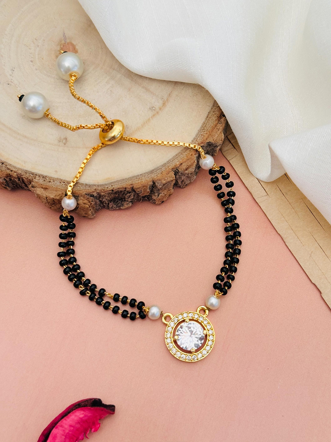 

ABDESIGNS Gold-Plated Artificial Stones and Beads Mangalsutra