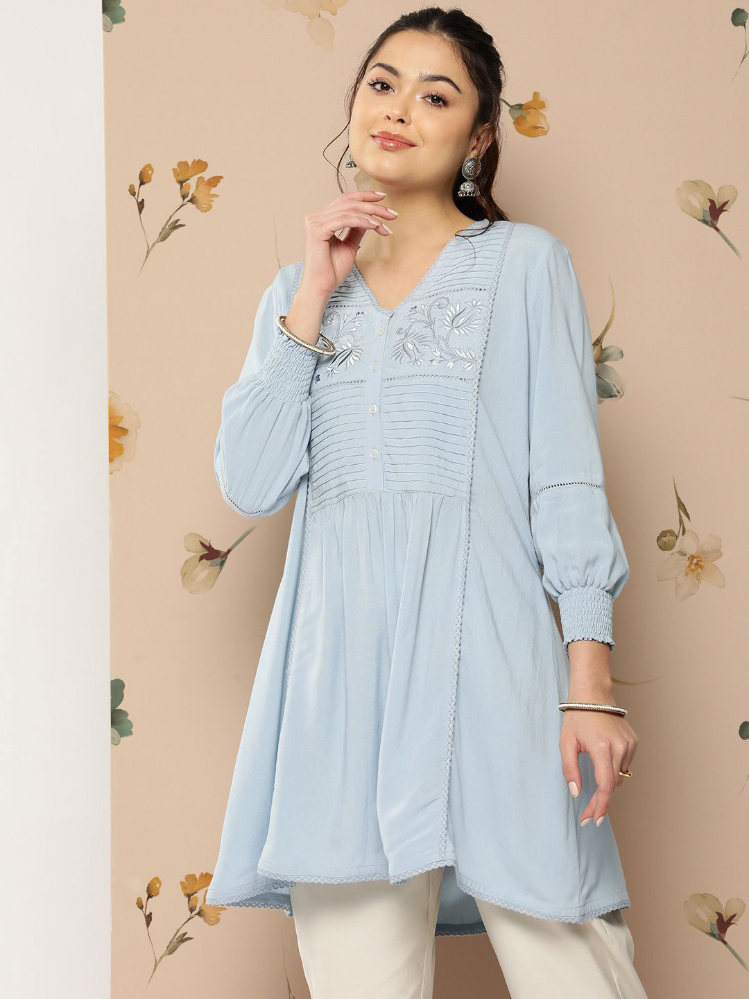

Nayam By Lakshita Women Embroidered Kurti, Blue