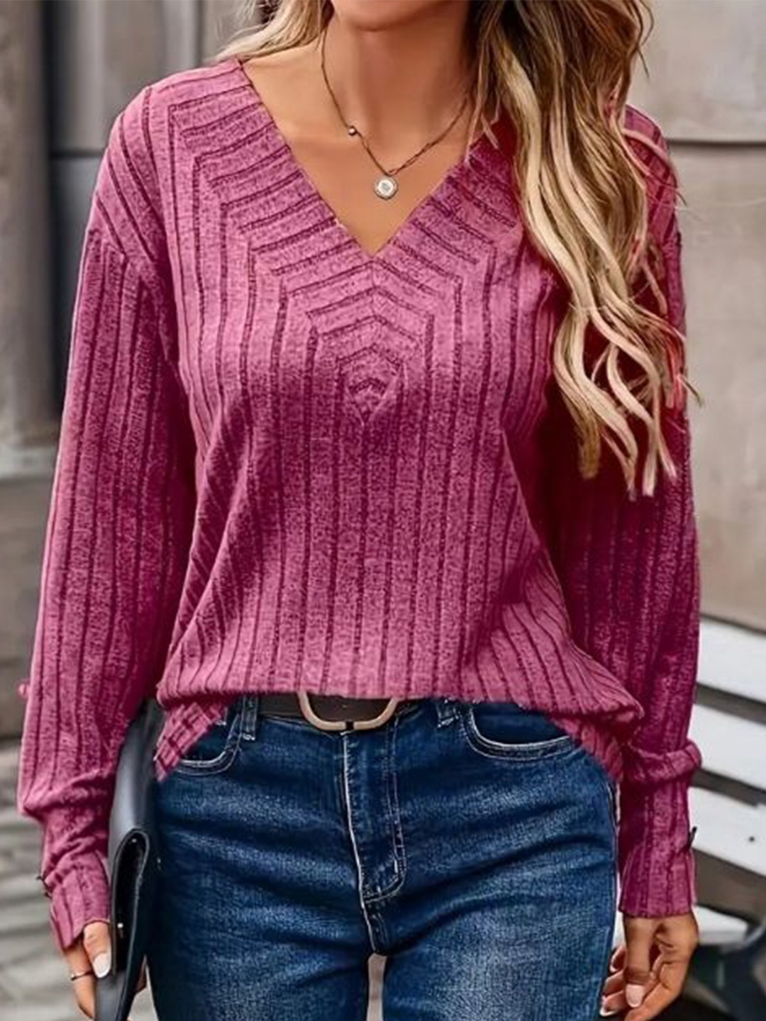 

StyleCast x Revolte Women Striped Pullover, Pink