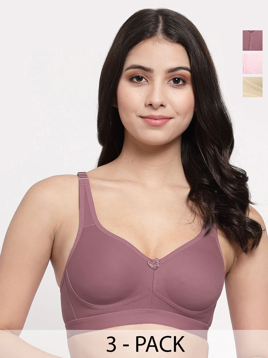 

College Girl Pack Of 3 Full Coverage Lightly Padded Minimizer Bra, Pink