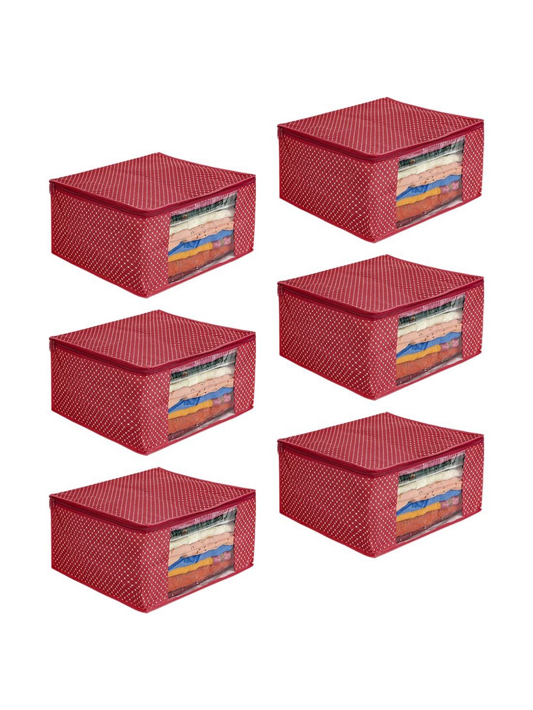 

prettykrafts Maroon & White 6 Pieces Printed Multi-Utility Organisers