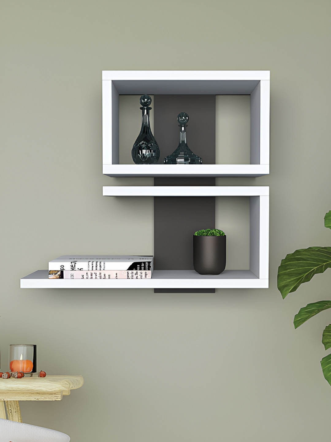 

RANDOM White & Black Engineered Wood Multipurpose Storage Wall Shelf