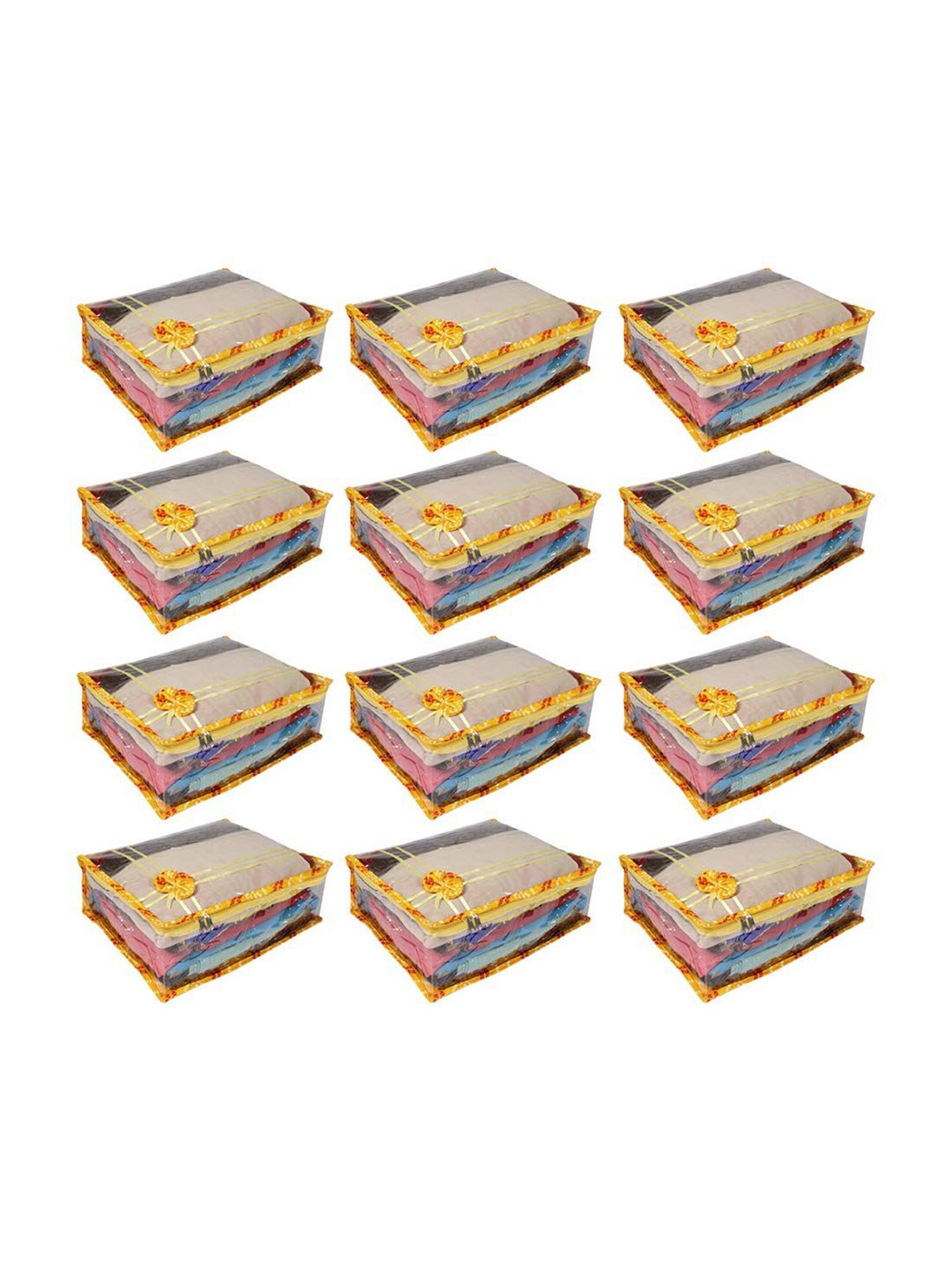 

prettykrafts Yellow & Transparent 12 Pieces Saree Cover Organisers