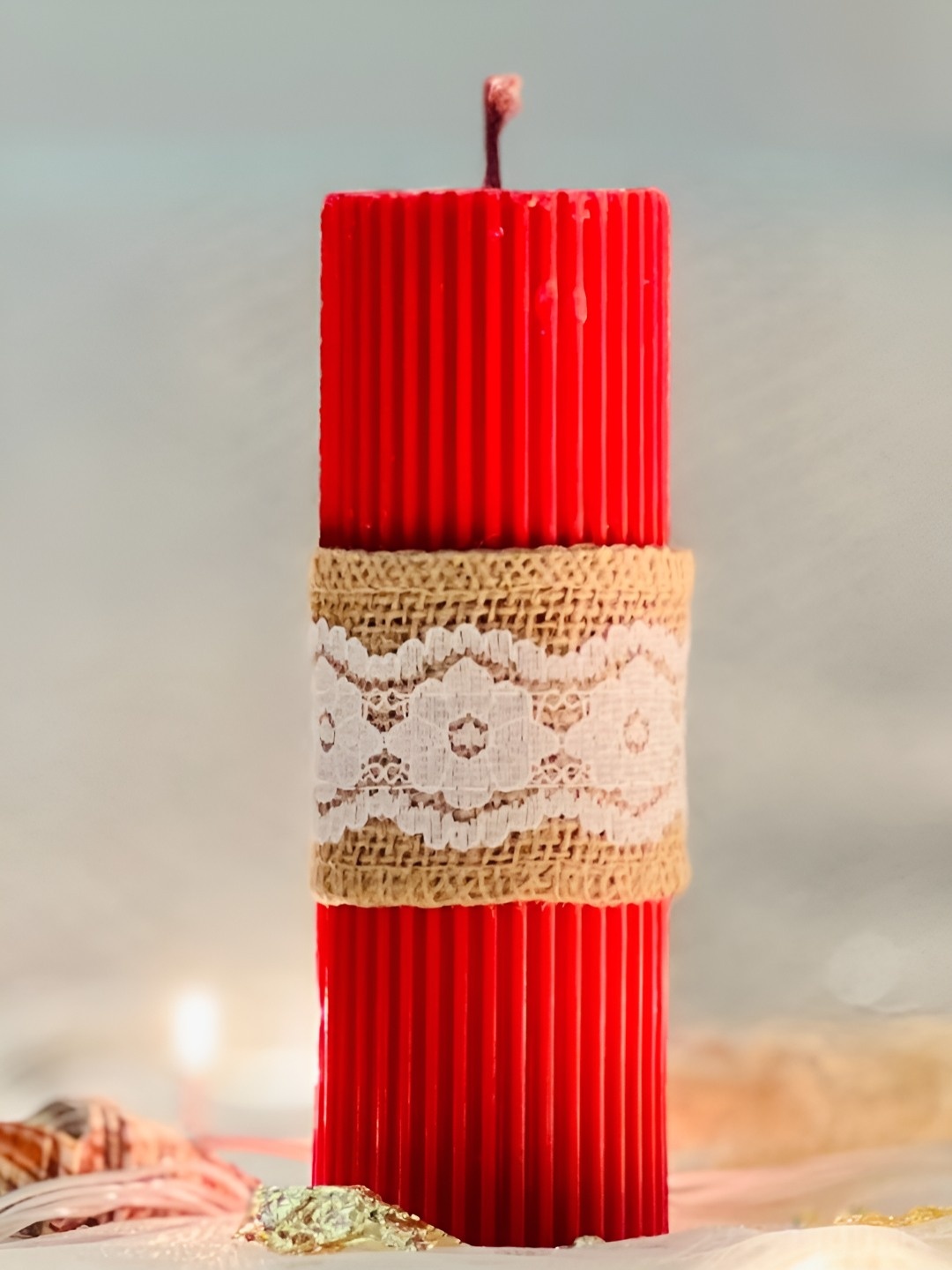 

Timaya's Decor Red & Beige Pier Scented pillar Candle