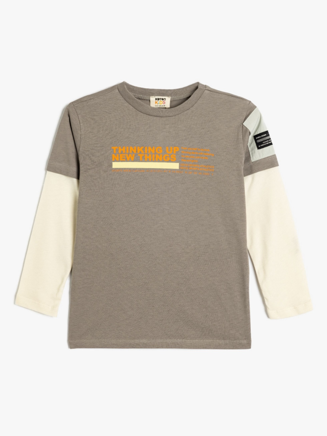 

Koton Boys Typography Printed Round Neck Cotton T-shirt, Grey