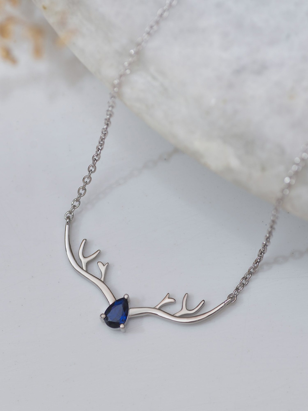 

Ornate Jewels 925 Sterling silver Blue Sapphire Deer Necklace