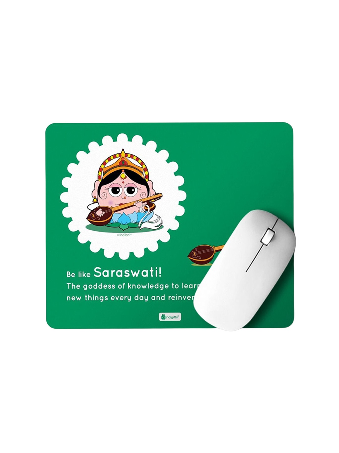 

Indigifts Green & White Saraswati Printed Mouse Pad