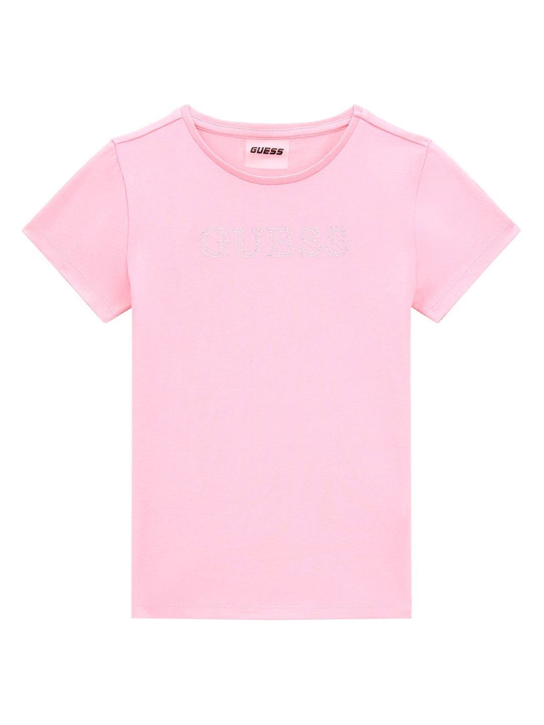 

GUESS kids Girls Self Design Round Neck Cotton T-shirt, Pink